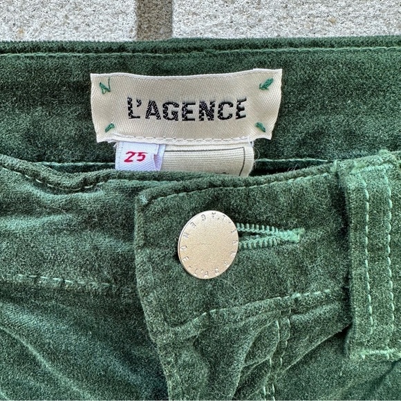 L’AGENCE Margot High Rise Velvet Skinny Jeans Moss Green Size 25 Holiday Winter - Picture 4 of 10